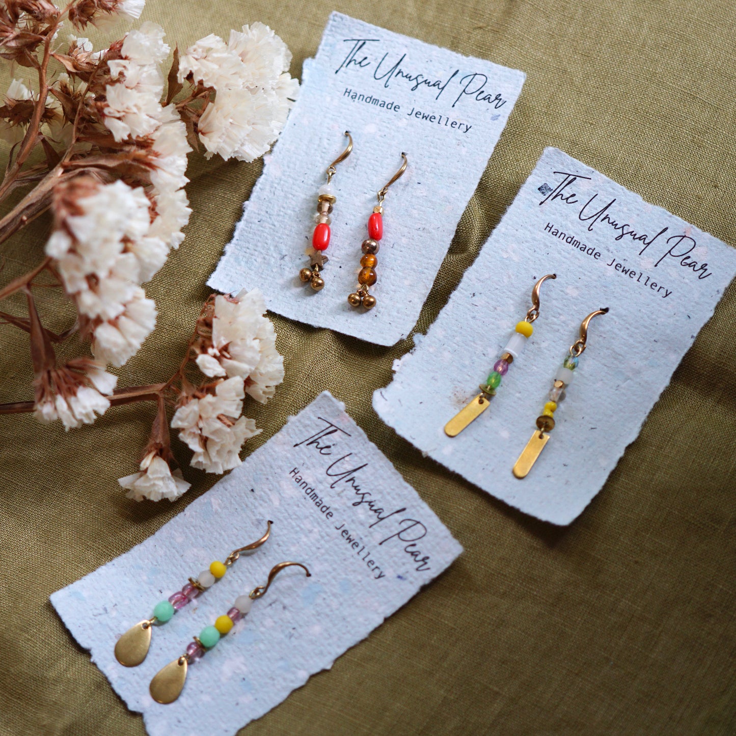 beaded dangle earrings handmade